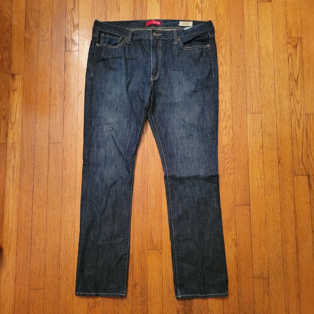 Guess Ultra Slim McCrae Fit Jeans Tagged 38 Dark Denim Blue Cotton Actual 40x33